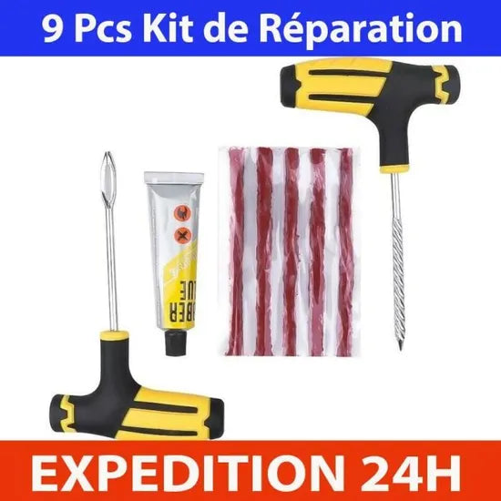 9pcs Car Motorcycle Auto Tubeless Tire Repair Kit Puncture + 5X Wick New