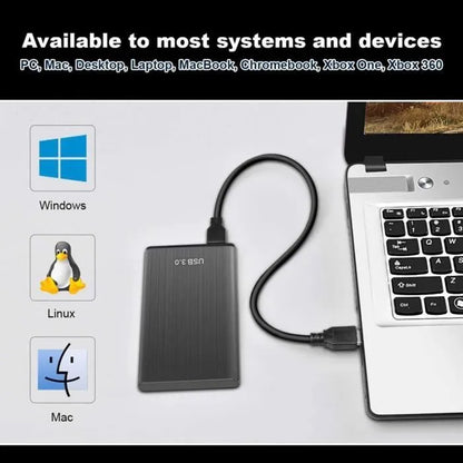 1TB External Hard Drive - Black - USB3.0 - 2.5" - Ultra-Fast Data Transfers